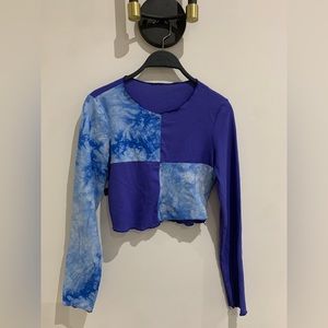 Tie Dye Panel Seam Front Crop Tee